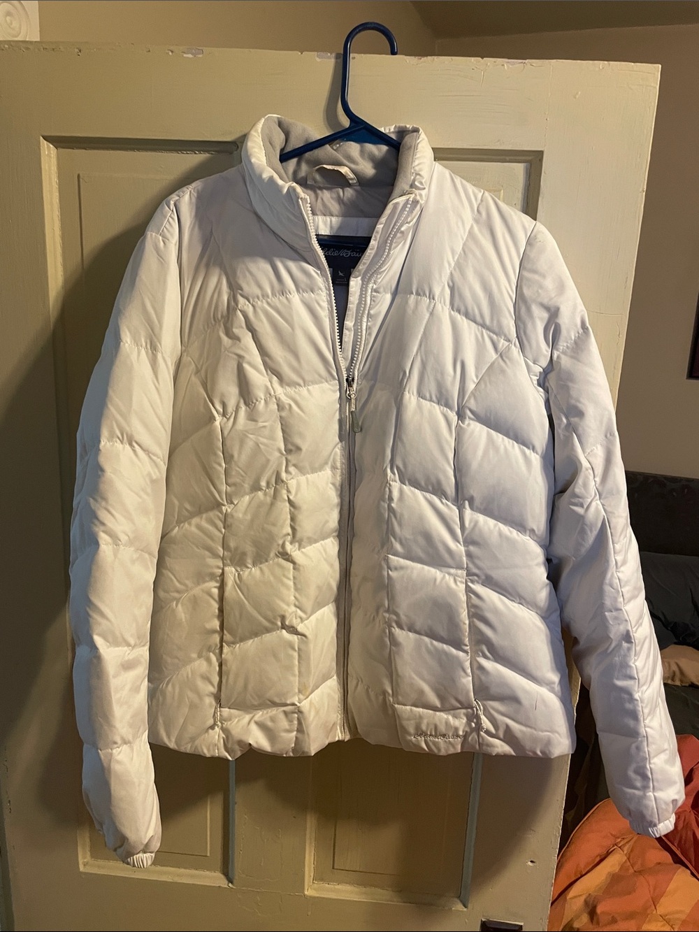 Eddie Bauer White Quilted Puffer Jacket